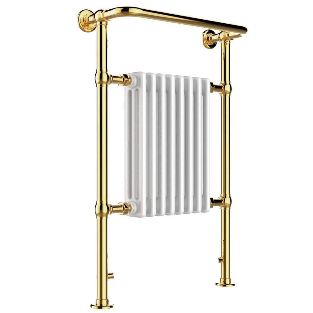 JTP Grosvenor Polished Gold 963mm x 673mm Traditional Towel Radiator Cut Out
